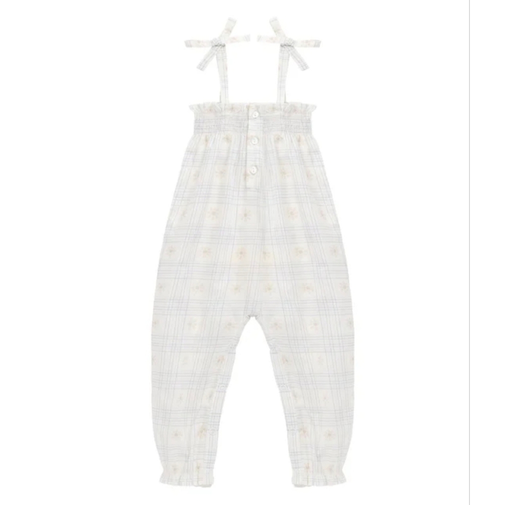 Jamie Kay Light Gray Plaid Baby Romper